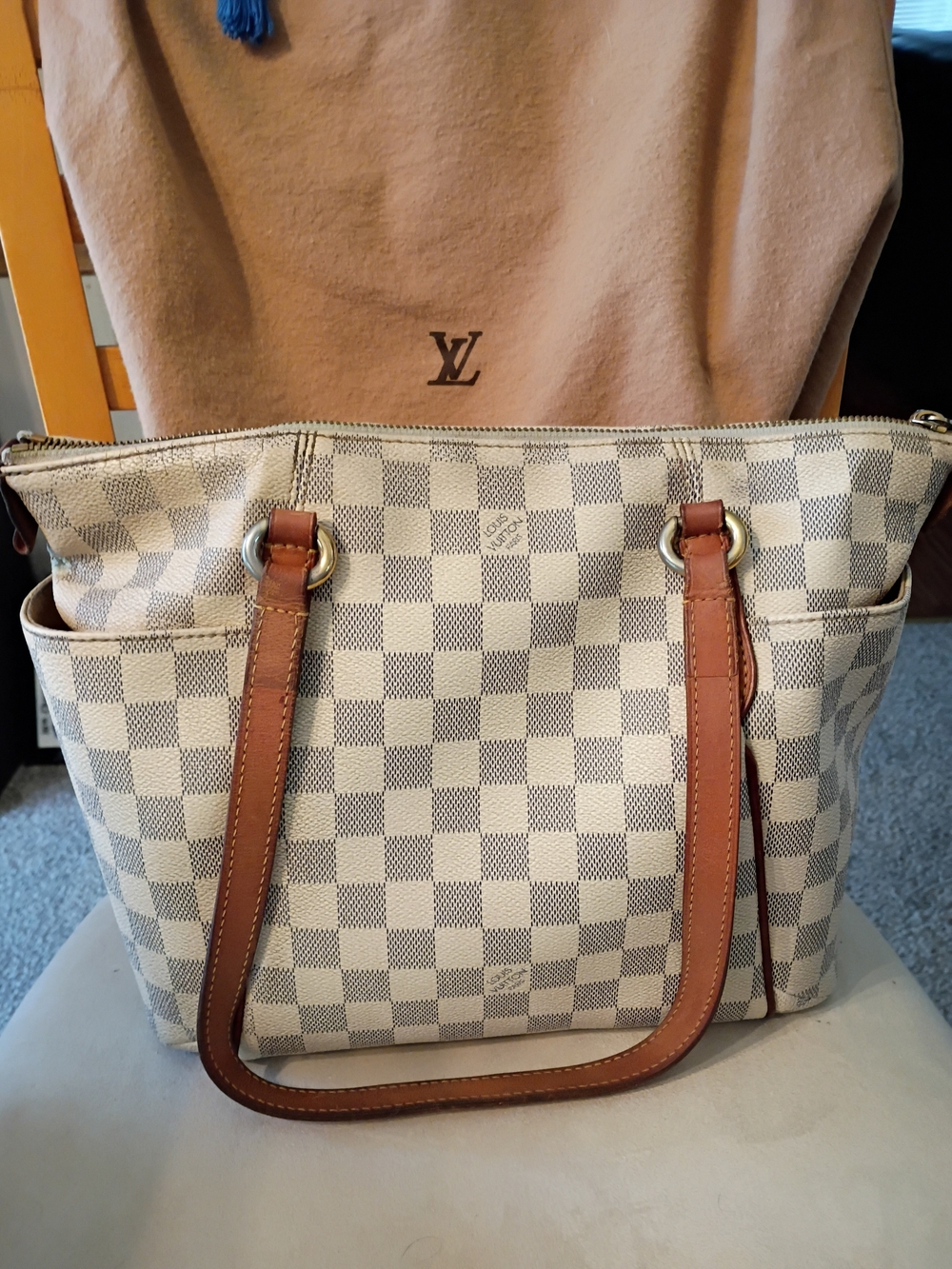 Authentic Louis Vuitton Damier Azur Totally PM Bag With COA & Dust Bag